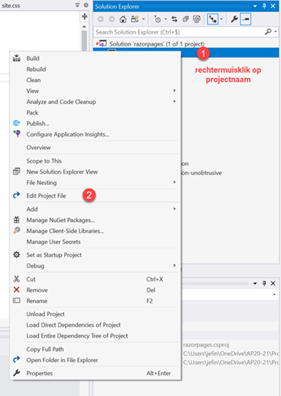 Open csproj file
